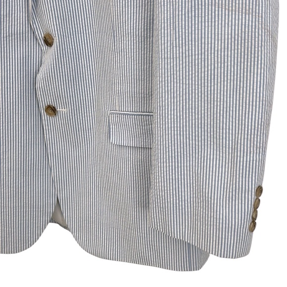 Jos. A. Bank 1905 blue & white striped‎ seersucker cotton men’s Size 43R blazer - Picture 3 of 9